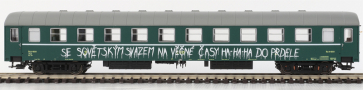 [Osobní vozy] → [Spěšné a osobní] → [4-osé Bai „Ctyřdvéřák“] → 97200022: osobní vůz zelený s šedou střechou 2. tř., Praha