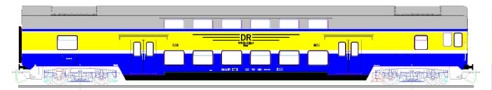 [Osobní vozy] → [Patrové] → [DBm] → 41105: řídící patrový vůz v barevné kombinaci modrá-žlutá „S-Bahn Halle-Leipzig“
