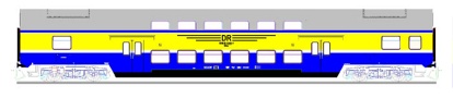 [Osobní vozy] → [Patrové] → [DBm] → 41106: v barevné kombinaci modrá-žlutá ″S-Bahn Halle-Leipzig″