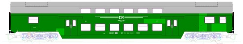 [Osobní vozy] → [Patrové] → [DBm] → 41125: patrový vůz zelený s šedou střechou a záplatami