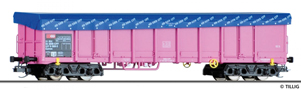 [Nákladní vozy] → [Otevřené] → [4-osé Eas] → 15685: vysokostěnný nákladní vůz růžový s plachtou