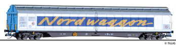 [Nákladní vozy] → [Kryté] → [4-osé s posuvnými bočnicemi Habbis] → 15838: krytý nákladní vůz modrý s posuvnými bočnicemi „Nordwaggon“