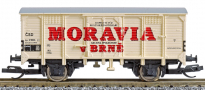 [Nákladní vozy] → [Kryté] → [2-osé s nízkou střechou] → : krytý nákladní vůz krémový s šedou střechou „Moravia“