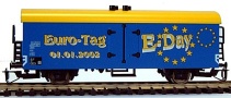 [Nákladní vozy] → [Kryté] → [2-osé chladicí, pivní a reklamní] → 14316: modrý se žlutou střechou ″Euro-Tag″