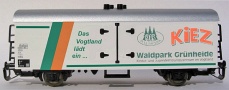 [Nkladn vozy] → [Kryt] → [2-os chladic, pivn a reklamn] → TB-1077: bl se stbrnou stechou ″Waldpark Grnheide - Kinder- und Jugenderh