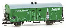 [Nákladní vozy] → [Kryté] → [2-osé chladicí, pivní a reklamní] → 500760: chladicí vůz zelený s šedou střechou „Reudnitzer Pilsner“