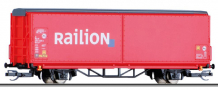 [Nákladní vozy] → [Kryté] → [2-osé s posuvnými bočnicemi] → 01796: nákladní vůz s posuvnými bočnicemi červený „Raillion“