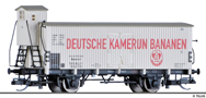 [Nákladní vozy] → [Kryté] → [2-osé chladicí] → 17377: chladicí vůz bílý s šedou střechou „Deutsche Kamerun-Bananen“