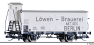 [Nákladní vozy] → [Kryté] → [2-osé chladicí] → 501766: chladicí vůz bílý s šedou střechou „Löwen-Brauerei“