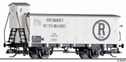 [Nákladní vozy] → [Kryté] → [2-osé chladicí] → 17385: chladící vůz bílý s šedou střechou „Dortmunder Ritter-Brauerei“