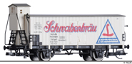 [Nákladní vozy] → [Kryté] → [2-osé chladicí] → 17925: chladicí vůz bílý s šedou střechou „Schwabenbräu“