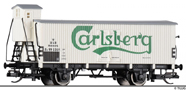 [Nákladní vozy] → [Kryté] → [2-osé chladicí] → 502274: chladicí vůz bílý s šedou střechou „Carlsberg“