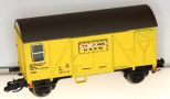 [Nákladní vozy] → [Kryté] → [2-osé Gms, Glms] → 444: krytý nákladní vůz žlutý s černou střechou „Wiebe-KSEM”