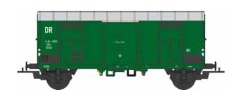 [Nákladní vozy] → [Kryté] → [2-osé F] → 84008: krytý nákladní vůz zelený s šedou střechou do pracovního vlaku