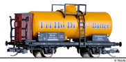 [Nákladní vozy] → [Cisternové] → [2-osé R (JATT)] → 501897: cisternový vůz oranžový s brzdařskou budkou „Homann“