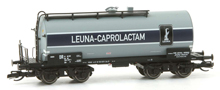 [Nákladní vozy] → [Cisternové] → [4-osé s lávkou Ra] → 51524: kotlový vůz šedý s modrým pruhem „LEUNA-CAPROLACTAM“