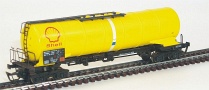 [Nákladní vozy] → [Cisternové] → [4-osé dělené s lávkou] → 33150: kotlový vůz žlutý „Shell“