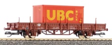 [Nákladní vozy] → [Nízkostěnné] → [2-osé Ks] → 14753: nízkostěnný nákladní vůz červenohnědý s kontejnerem „UBC“
