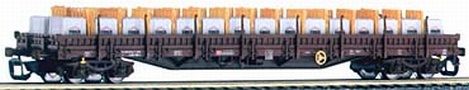 [Nákladní vozy] → [Nízkostěnné] → [4-osé Res] → 15538: nízkostěnný nákladní vůz červenohnědý s nákladem paletovaných keramických tašek „Wiekor“