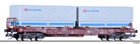 [Nákladní vozy] → [Nízkostěnné] → [4-osé Huckepack] → 18151: červenohnědý s dvěma pryčnami „Güterkraftwerk“