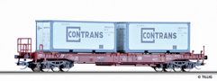 [Nákladní vozy] → [Nízkostěnné] → [4-osé Huckepack] → 18152: červenohnědý s nákladem 20′ kontejnerů „CONTRANS“