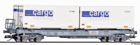 [Nákladní vozy] → [Nízkostěnné] → [4-osé Huckepack] → 18157: nákladní vůz šedý ložený dvěma 20′ kontejnery