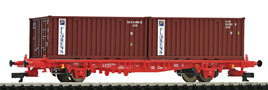 [Nákladní vozy] → [Nízkostěnné] → [2-osé kontejnerové Lbgjs 598] → 37516: červený se dvěma 20′ kontejnery „Lorens“