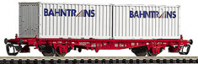[Nákladní vozy] → [Nízkostěnné] → [2-osé kontejnerové Lbgjs 598] → 37501: plošinový nákladní vůz červený se dvěma kontejnery 20′ „Bahntrans“