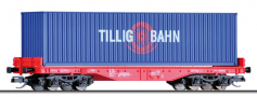 [Nákladní vozy] → [Nízkostěnné] → [4-osé plošinové] → 01445: plošinový nákladní vůz červený s nákladem kontejneru 40′
