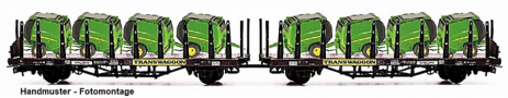 [Nákladní vozy] → [Nízkostěnné] → [Ostatní] → NW52205: dvojdílný plošinový nákladní vůz červenohnědý s nákladem lisů na kulaté balíky