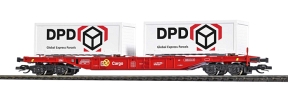 [Nákladní vozy] → [Nízkostěnné] → [4-osé kontejnerové Sngs] → 31146: červený se dvěma kontejnery „DPD“