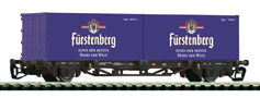 [Nákladní vozy] → [Nízkostěnné] → [2-osé kontejnerové Lgs 579] → 73401: černý se dvěma kontejnery 20` „Furstenberg“
