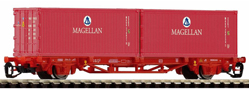 [Nákladní vozy] → [Nízkostěnné] → [2-osé kontejnerové Lgs 579] → 47711: červený se dvěma kontejnery „Magellan”