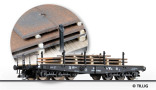 [Nákladní vozy] → [Nízkostěnné] → [6-osé plošinové] → 501195: plošinový nákladní vůz černý s nákladem ocelových plechů