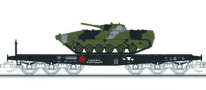 [Nákladní vozy] → [Nízkostěnné] → [6-osé plošinové] → 01676: černý s nákladem patinovaného BMP-1