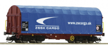 [Nkladn vozy] → [Nzkostnn] → [4-os ploinov Shimms] → 5190001: ploinov vz hnd s odsuvnou modrou plachtou „ZSSK CARGO“