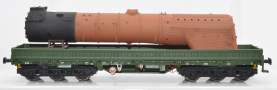 [Nákladní vozy] → [Nízkostěnné] → [6-osé nízkostěnné] → NW52063: nízkostěnný nákladní vůz zelený  do pracovního vlaku s nákladem kotle lokomotivy BR 41