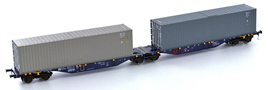 [Nákladní vozy] → [Nízkostěnné] → [6-osé Kombiwaggon] → H70501: modrý s nákladem dvou kontejnerů 40′ „MOL”