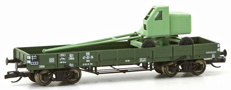 [Nákladní vozy] → [Nízkostěnné] → [4-osé nízkostěnné OO] → 23280: nízkostěnný nákladní vůz zelený s nákladem bagru T 170