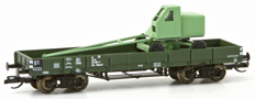 [Nákladní vozy] → [Nízkostěnné] → [4-osé nízkostěnné OO] → 23281: nízkostěnný nákladní vůz zelený s nákladem bagru T 170