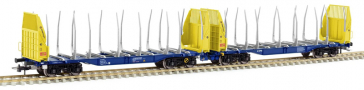 [Nákladní vozy] → [Nízkostěnné] → [dvojité jednotky Sggmrrs 90] → T657059: dvojitá jednotka na přepravu dříví modrá-žlutá