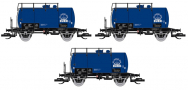 [Soupravy] → [Nákladní] → 120069: set tří modrých kotlových vozů s logem „BUNA“